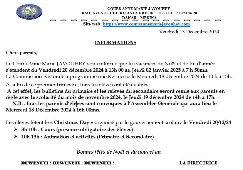 AVIS VAC NOEL 24